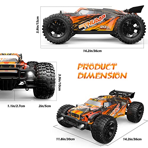 DEERC 200E Large Brushless High Speed RC Cars for Adults, Upgraded 1:10 RC Trucks W/Extra Shell LED Headlight, 60 KM/H, Remote Control Car, All Terrain Offroad Monster Truck for Boys, 2 Battery