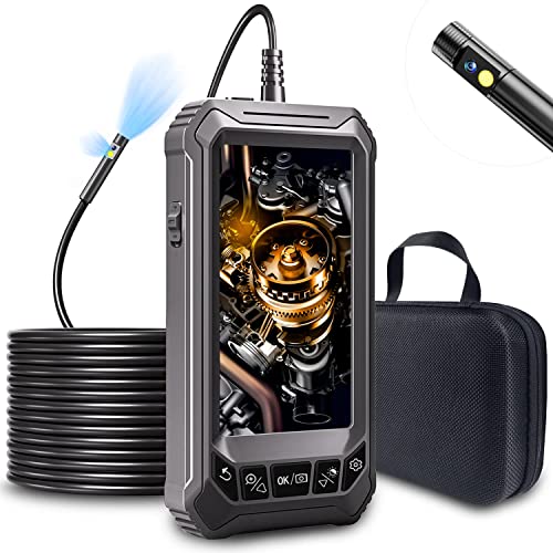 Koreal Endoscope Inspection Camera,Industrial Borescope Dual Lens 5 Inchs IPS,Inspection Camera with 5M Flexible Cable,Waterproof Borescope Snake Camera with LED Lights,4.0X Zoom,32GB Card