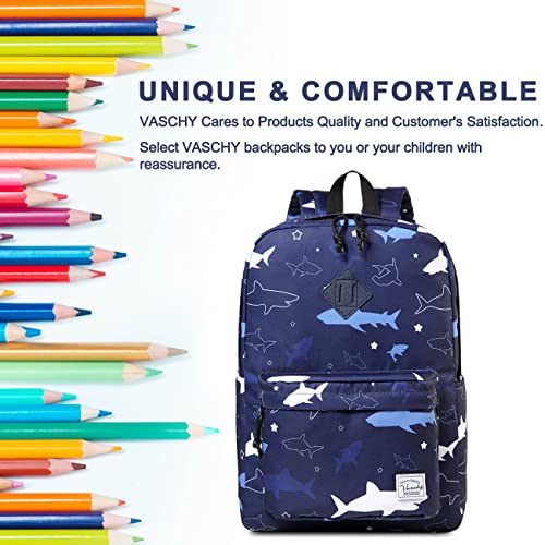 Backpack for School,VASCHY Lightweight Water Resistant Bookbag for Kid Casual Daypack for Man/Boys Shark