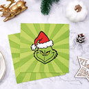 Whaline 80 Pack Christmas Paper Napkins 6.5 Inch Cute Red Green Disposable Napkins Xmas Cartoon Character Merry Christmas Dinner Table Napkins for Christmas Winter Holiday Birthday Party Supplies