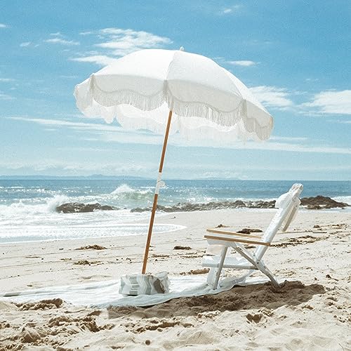 Business & Pleasure Co. Holiday Tommy Chairs - Set of 2 Reclining Backpack Beach Chairs - Antique White, 2-Pack