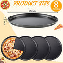 Meanplan 8 Pcs Round Pizza Pan Non Stick Bakeware Pizza Pan for Oven Heavy Duty Carbon Steel Pizza Pan Dishwasher Safe for Home Restaurant Kitchen Baking Supplies (10 Inch)