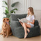 MAXYOYO Giant Bean Bag Chair, Stuffed Bean Bag Couch with Filler Large Living Room Bean Bag Chair for Adults, Big Lazy Sofa Accent Chair with Pocket Floor Chair for Gaming, Reading, Dark Grey