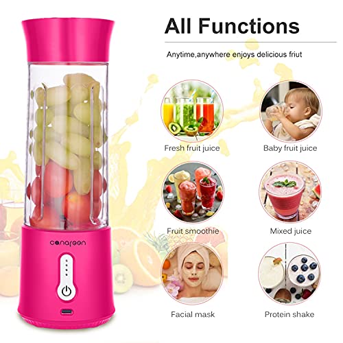 AIKIDS Portable Blender Smoothie Maker - 500ML Personal Blender for Smoothies and Shakes | 4000mAh Rechargeable USB Juicer Blender with 6 Blades | Handheld Blender for Sports Travel Gym