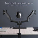 VIVO Dual Arm Computer Monitor Desk Mount with Pneumatic Height Adjustment, Full Articulation, Vesa Stand with C-Clamp and Grommet, Holds 2 Screens Up to 32 Inches (Stand-V002K)