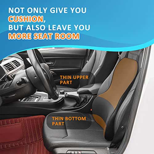 anzhixiu Thin and Light Back Cushion for Car Both fit Body Curve and Car Seat Curve - Memory Foam Car Back Support Improve Comfort and Reduce Driving Fatigue - Black