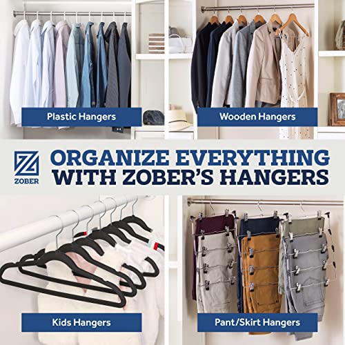 Zober Pants Hangers Non Slip - 30 Pack Open Ended Pants and Jean Hangers for Closet - Space Saving Clothes Hanger - Strong, Durable, Metal Pant Hangers (Pink)