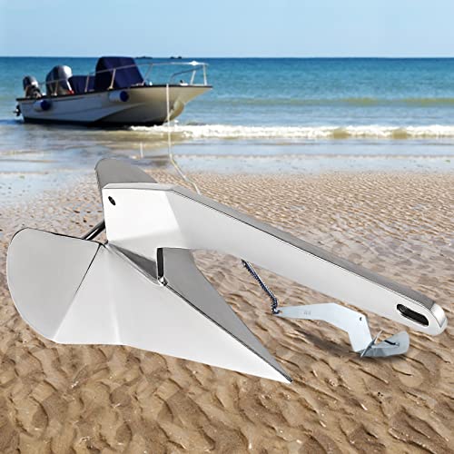 VEVOR Boat Anchor, 22 lbs / 10 kg, 316 Stainless Steel Delta-Style Anchor, Heavy Duty Triangular Anchor Fit for 28 ft - 42 ft Boats