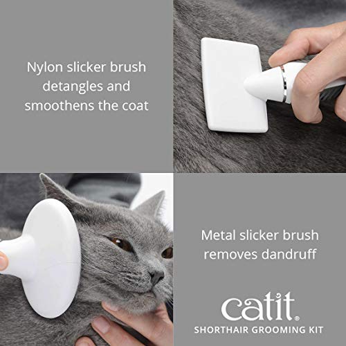 Catit Senses 2.0 Short Hair Cat Grooming Kit, White, 5 Piece Set