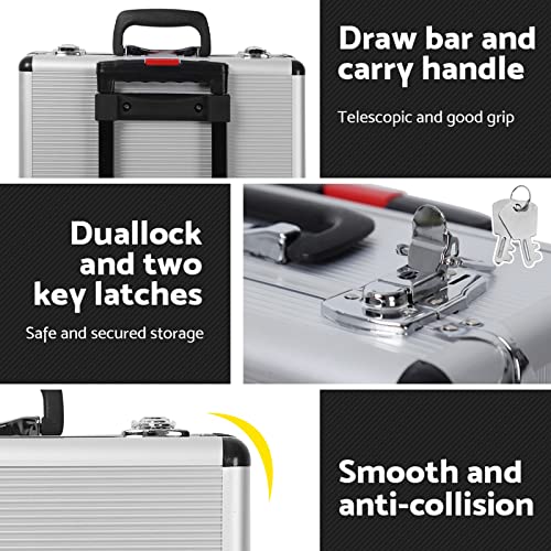 Advwin Tool Kit Toolkit Trolley Case Mechanics Box Toolbox, Portable DIY Set Wrench Bits Hex Keys Set Ratchet Handle, Claw Hammer, Sliding Bar, Socket, Screwdriver(Silver 999pcs)