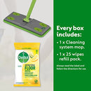 Dettol Antibacterial Floor Cleaning System and Pack of 25 Floor Cleaner Disinfectant Wipes