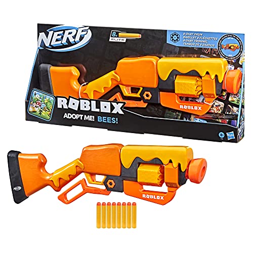 Nerf Roblox Adopt Me!: BEES! Lever Action Blaster, 8 Nerf Elite Darts, Code To Unlock In-Game Virtual Item