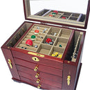 ZIWEIHUA Wooden Jewelry Box, Extra Large can be Fully Locked, Women with Mirror can Make Gifts