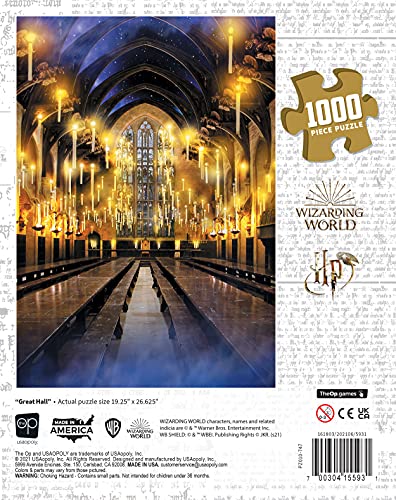 USAopoly Harry Potter Great Hall 1000 Piece Jigsaw Puzzle | Artwork from Harry Potter Films Featuring Hogwarts Great Hall | Official Collectible Harry Potter Merchandise Multicolor