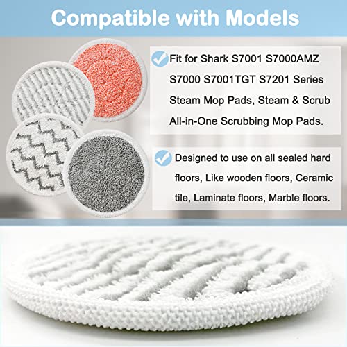 10 Pack Upgraded S7001 Pads Replacement Steam Mop Pads for Shark S7001,S7201,S7000,S7000AMZ,S7001TGT Series Steam Mop Pads,Steam & Scrub All-in-One Scrubbing Mop Pads, Compare Part Model