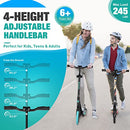 BELEEV V5 Scooters for Kids 6 Years and up Teens and Adults, Foldable Kick Scooter 2 Wheel, Quick-Release Folding System, 200mm Big Wheels, Lightweight Scooter for Girls Boys with Carry Strap (Aqua)