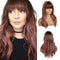 EMMOR Long Purple Pink Wig for Women - Natural Curly Hair Middle Part with Air Bang Synthetic Ombre Wigs, Party Cosplay Daily Use