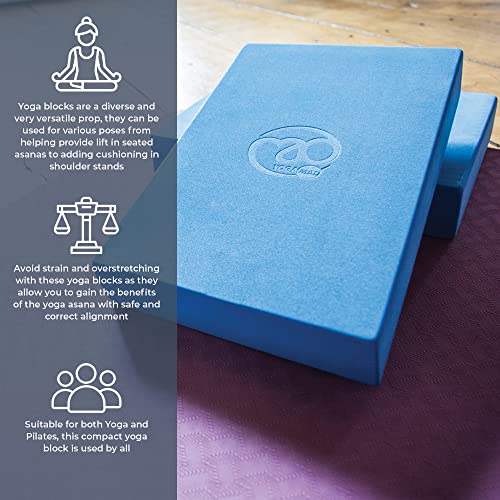 Yoga-Mad EVA Yoga Block, Set of 2, High Density Non Slip Block for Yoga, Pilates and Home Workouts, 30cm x 20cm x 5cm