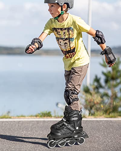 ITurnGlow Adjustable Inline Skates for Kids and Adults, Roller Skates with Featuring All Illuminating Wheels, for Girls and Boys, Men and Ladies