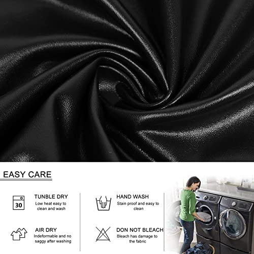 SearchI Waterproof PU Leather Dining Chair Covers Set of 6, Stretch Oilproof Parsons Chair Slipcovers Removable Washable Kitchen Chair Protector for Dining Room (Black)