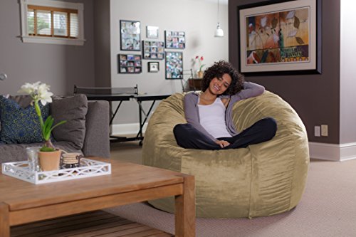 Sofa Sack - Plush Ultra Soft Bean Bags Chairs for Kids, Teens, Adults - Memory Foam Beanless Bag Chair with Microsuede Cover - Foam Filled Furniture for Dorm Room - Camel 5'