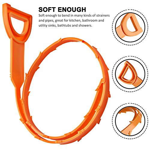 7 Pack Drain Augers, SENHAI 20 inch Hair Drain Clog Remover Drain Relief Auger Cleaning Tool (2 Stainless Steel and 5 Plastic)