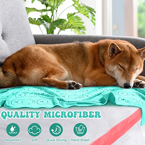 8 Pcs Dog Drying Towels Bulk 55'' x 28'' Pet Grooming Towels Absorbent Microfiber Dog Bath Towels Quick Drying Puppy Bathing Towel for Small Medium Large Dogs Cats Pets Bathing Grooming (Cyan)