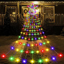 Christmas Lights Outdoor Decorations, 360LED Waterfall Christmas Tree Lights with IP44 Waterproof Plug in,8 Mode Twinkle Festoon Fairy Star String Lights for Indoor Yard Patio Party Wedding(Colourful)