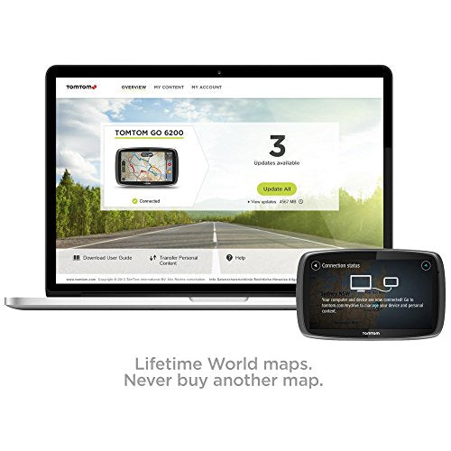 TomTom Car Sat Nav GO 620, 6 Inch with Handsfree Calling, Siri, Google Now, Updates via WiFi, Lifetime Traffic via Smartphone and World Maps, Smartphone Messages, Capacitive Screen, Black