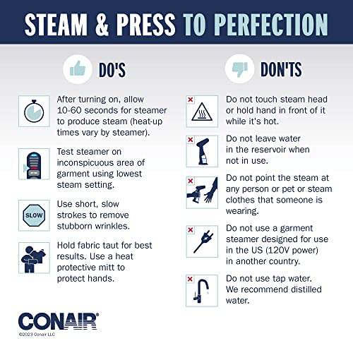 Conair CompleteSteam 1100 Watt Handheld Fabric Garment Steamer, White