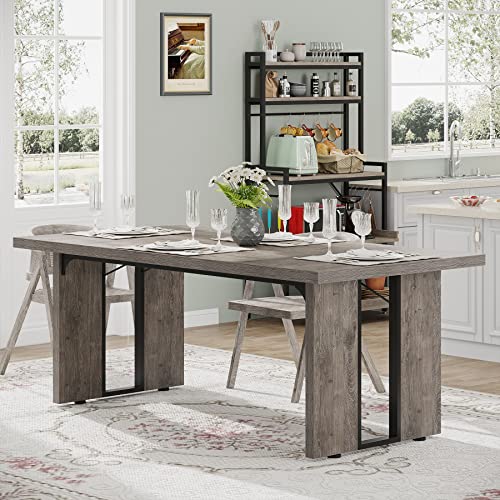 Tribesigns 71" Large Dining Table for 6 to 8 People, Rustic Farmhouse Style Dinner Table, Rectangular Dining Table for Kitchen, Dining Room & Living Room