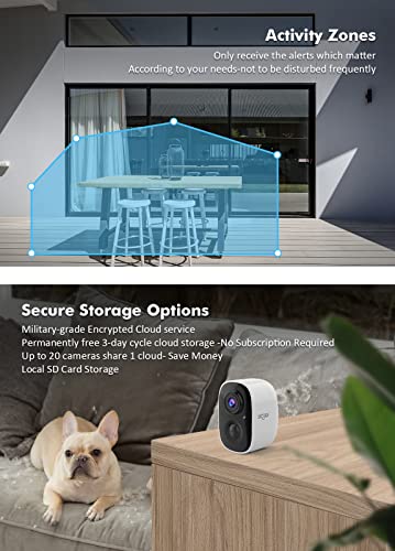 Dzees Security Cameras Wireless Outdoor - Spotlight & Siren, 1080P Battery Powered WiFi Cameras for Home Security, AI Motion Detection, Color Night Vision, 2-Way Talk, Waterproof, SD/Cloud