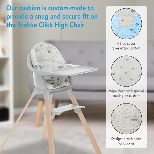 High Chair Seat Cushion Compatible with Stokke Clikk High Chair - Soft 100% Cotton Seat Pad for Stokke Clikk High Chair - Machine Washable