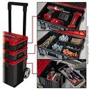 Einhell E-Case Tower Tool Storage System - 3 Stackable Cases with Wheels and Telescopic Handle - Power Tool Box, Lockable, Protective Storage and Transport of Tools and Accessories
