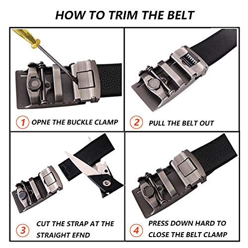 Founders & C Men's Leather Ratchet Comfort Click Belt Dress with Slide  Buckle -Adjustable Trim to Fit