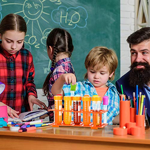 Weewooday 12 Pieces Jumbo Test Tubes with Stand Set, Primary Science Including 5 Pieces Jumbo Test Tubes, 6 Pieces Liquid Droppers Silicone and 1 Piece Storage Stand, Multi-Color, Ages 3 and Above