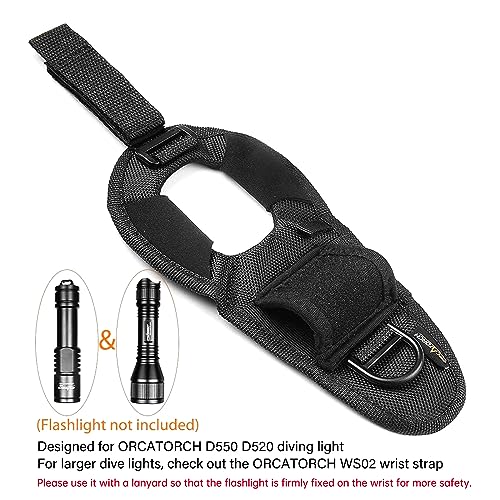 ORCATORCH Diving Flashlight Glove Hands-Free Flashlight Holder Universal Adjustable Wrist Strap Scuba Dive Lights Accessories (Not Included Flashlight)