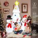 Tangkula 6 FT Inflatable White Christmas Tree with Snowman, Lighted Blow up Xmas Tree, Self Inflating Christmas Decor w/ LED Lights, Built-in Sandbags, Indoor Outdoor Yard Decoration for Garden, Lawn