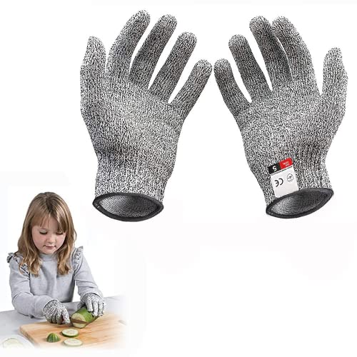 Cut-Resistant Gloves for Children, BetterJonny Powerful Level 5 Protection, Food-Safe Cut-Resistant Gloves for Cooking, Carving and Gardening for 5-8 Years, XXS (XS)