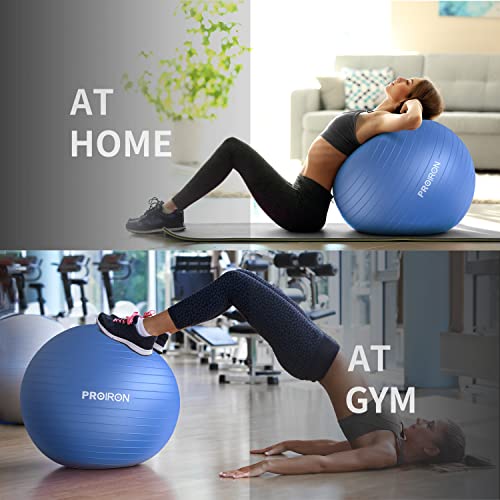 PROIRON Exercise Ball Anti-Burst Yoga Ball Chair with Quick Pump Slip Resistant Gym Ball Supports 500KG Balance Ball for Pilates Yoga Birthing Pregnancy Stability Gym Workout Training