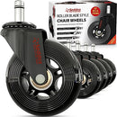 Professional Office Chair Wheels 10mm Stem - FIT IKEA Chairs ONLY - 3'' Replacement Rubber Chair Casters - Best Protection for Your Hardwood Floors Without Any Chair MATS