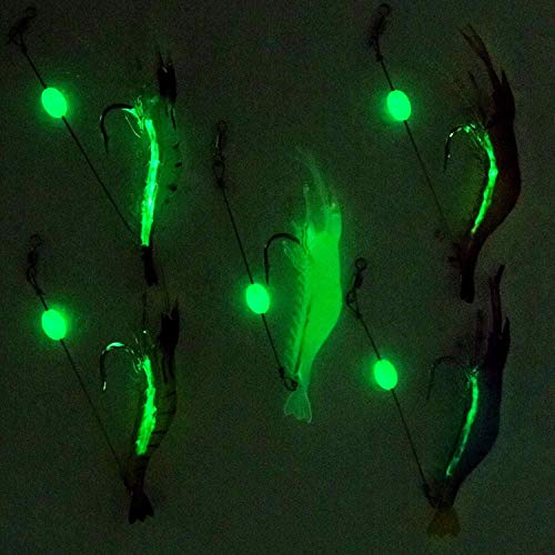 WANBY Artificial Silicone Soft Bait Set Luminous Swimbait Shrimp Fishing Lure with Hooks Fishing Tackle Freshwater/Saltwater (10Pcs)