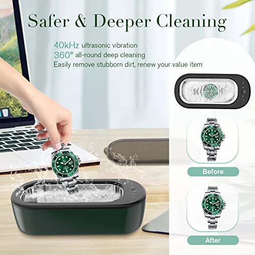 Ultrasonic Jewelry Cleaner, 45kHz Professional Ultrasonic Glasses Cleaner Machine, Ultrasonic Cleaner Glasses for Jewelry, Ring, Silver, Retainer, Eyeglass, Watches, Coins