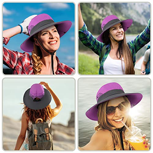 AutoWT Sun Hat for Women, UPF 50 + UV Protection Wide Brim Bucket Hat Adjustable Cap for Summer Fishing, Hiking, Camping, Garden, Farming, Outdoor Exercise (Purple)