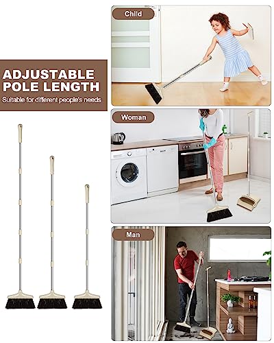 AVITONG Extendable 137CM Indoor Broom and Dustpan Set - Complete Cleaning Solution for Kitchen and Floors | Long Handle Standing Dustpan and Broom Set for Effective Cleaning and Home Maintenance