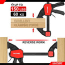 HAUTMEC Bar Clamps for Woodworking,One Handed Quick Grip Clamp/Spreader,12-Inch (2) and 6-Inch (4) wood clamps set with 150 Lbs Load Limit, for Woodworking and DIY HT0290-CL
