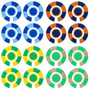 Acclaim Lawn Bowls Identification Stickers Markers Standard 5.5 cm Diameter 4 Full Sets Of 4 Self Adhesive Two Colour Segmented Mixed Colours (C)