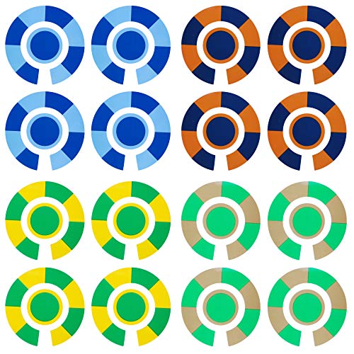 Acclaim Lawn Bowls Identification Stickers Markers Standard 5.5 cm Diameter 4 Full Sets Of 4 Self Adhesive Two Colour Segmented Mixed Colours (C)