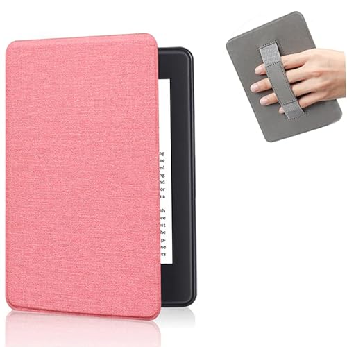 Twinspail Case Compatible with 6 inch All-New Kindle 11th Generation 2022 Released w/Hand Loop, Cloth Texture Kindle Cover 6" for Kindle 2022 11th Gen Case C2V2L3 Auto Wake Up/Sleeping, Pink