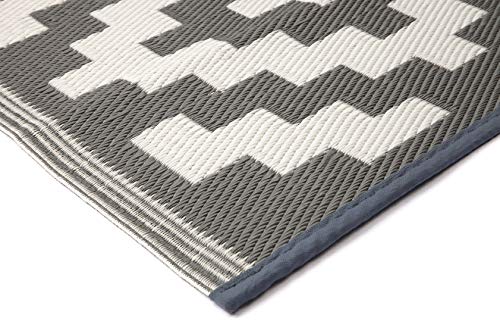 Aztec Foldable Large Size Outdoor Rug for Picnic, Camping, Outdoor Patio, Garden, RV Camping | Weatherproof and Water-Repellent (Grey, 270cm x 360cm)